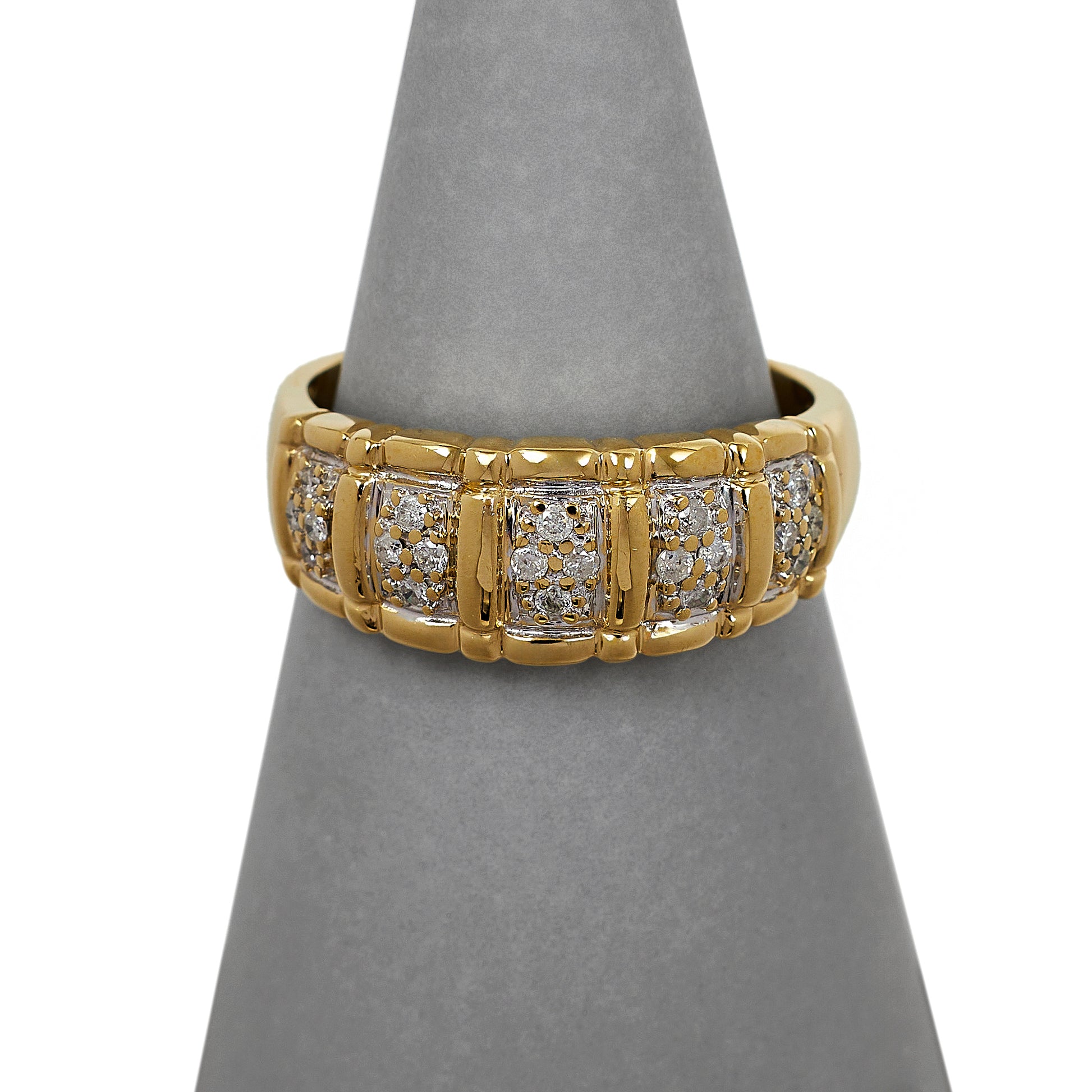 Pre-Owned 14ct Gold & Diamond 60s Style Bump Head Ring