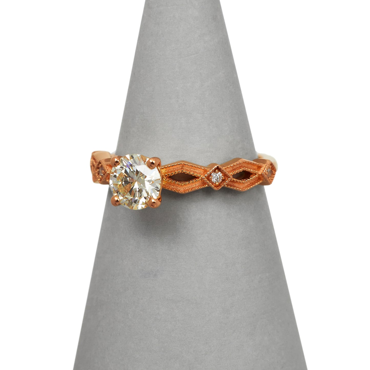 Pre-Owned 18ct Rose Gold GIA Diamond Vintage-Style Ring