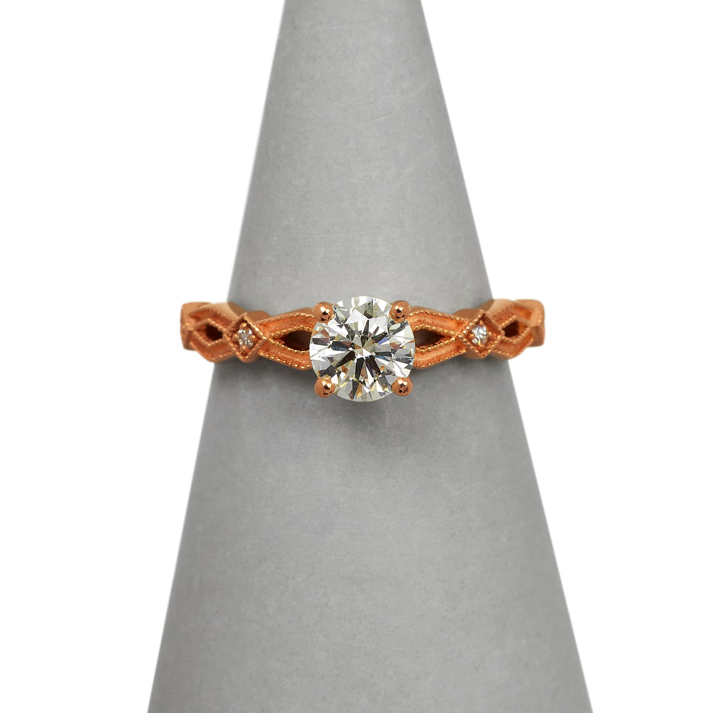 Pre-Owned 18ct Rose Gold GIA Diamond Vintage-Style Ring 
