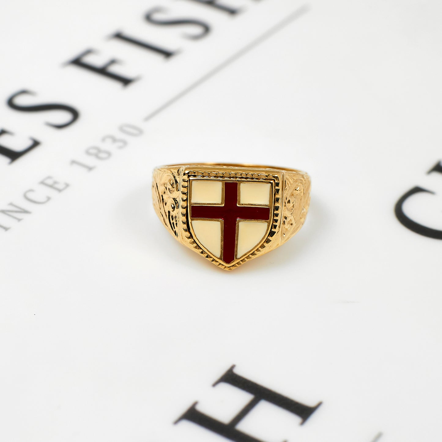 Pre-Owned 9ct Gold Enamel English Flag Ring