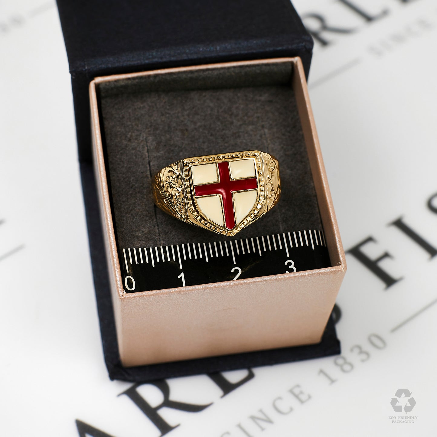 Pre-Owned 9ct Gold Enamel English Flag Ring