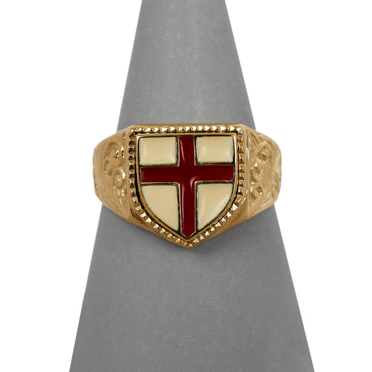 Pre-Owned 9ct Gold Enamel English Flag Ring 