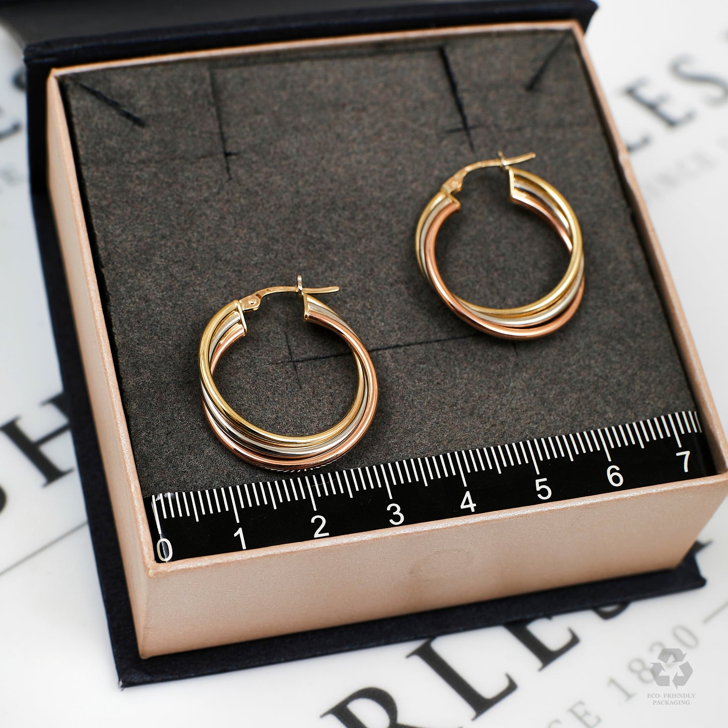 Pre-Owned 9ct gold Tricolour Creole Hoop Earrings