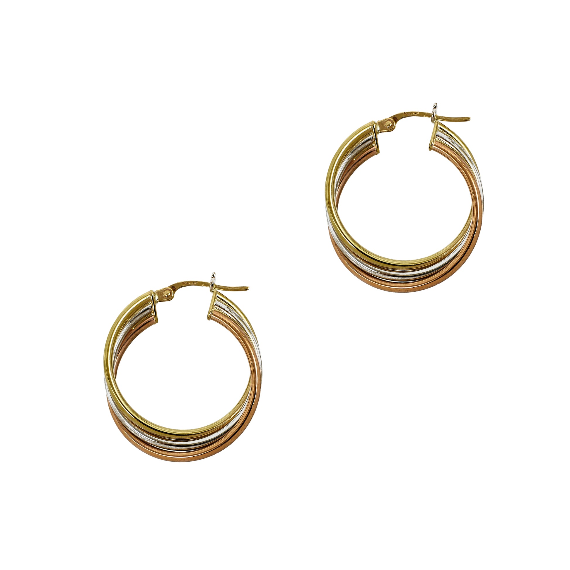 Pre-Owned 9ct gold Tricolour Creole Hoop Earrings