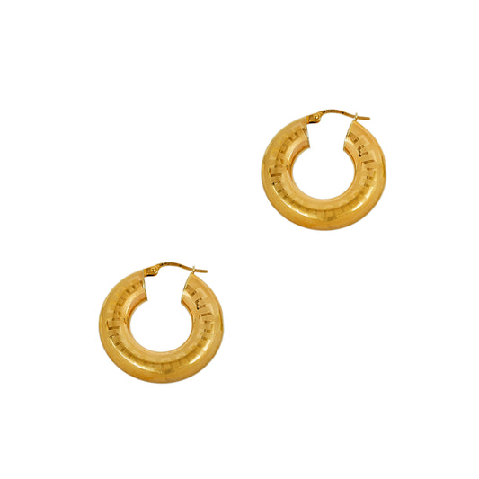 Pre-Owned 9ct Gold Greek Key Creole Hoop Earrings 