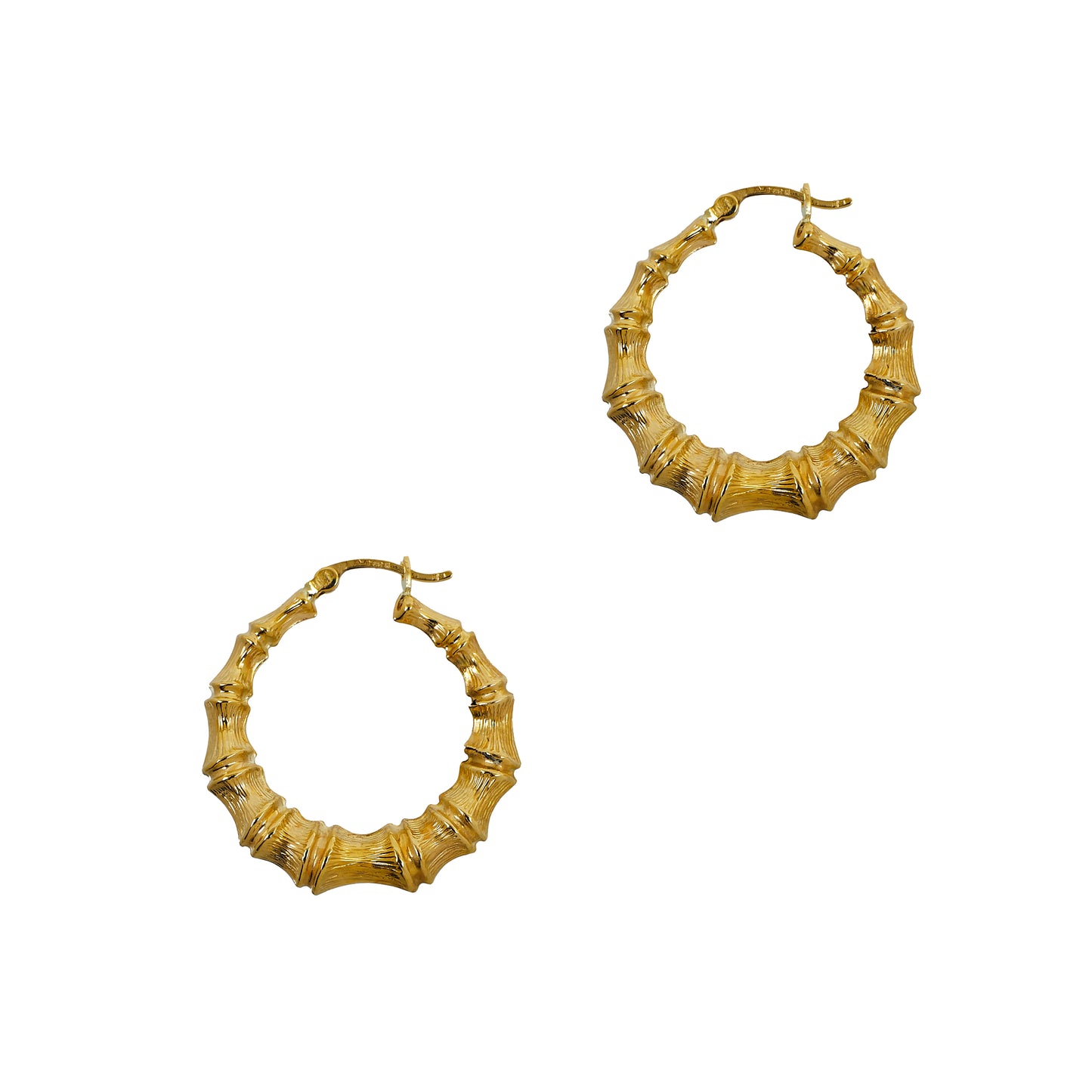 Pre-Owned 9ct Gold Bamboo Look Creole Earrings