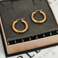 Pre-Owned 9ct Gold Leaf Pattern Creole Earrings