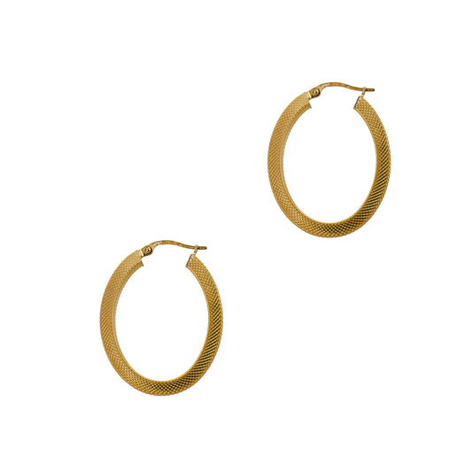 Pre-Owned 9ct Gold Guilloché Creole Earrings