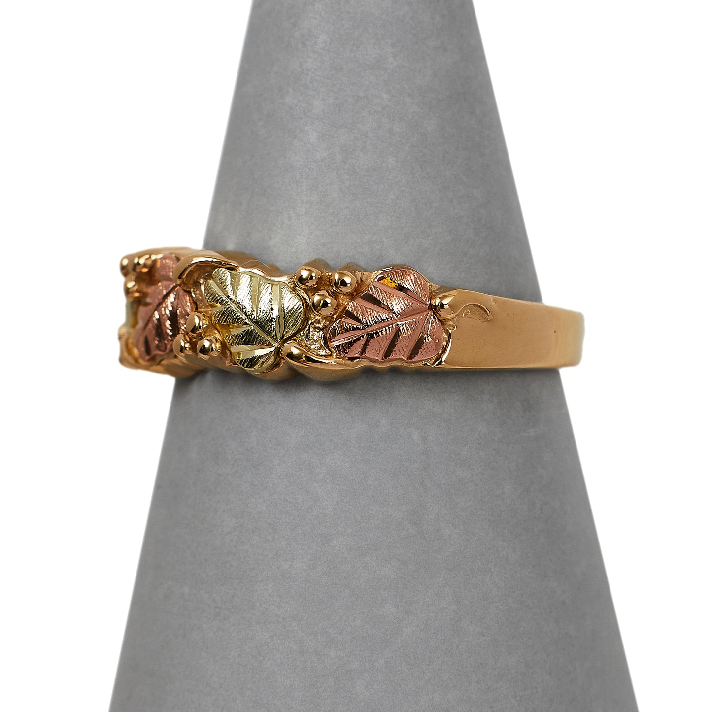 Pre-Owned 9ct Gold Two Tone Leaf Design Band Ring