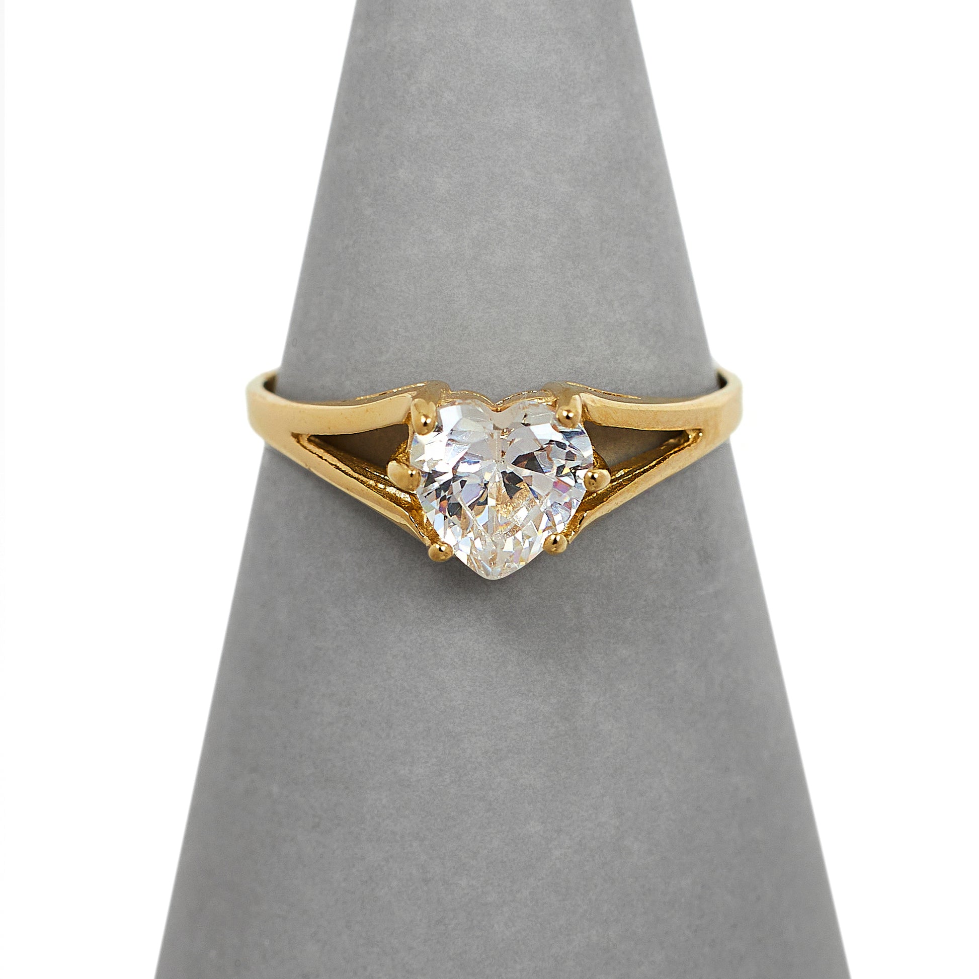 Pre-Owned 9ct Gold CZ Heart Ring - Size L