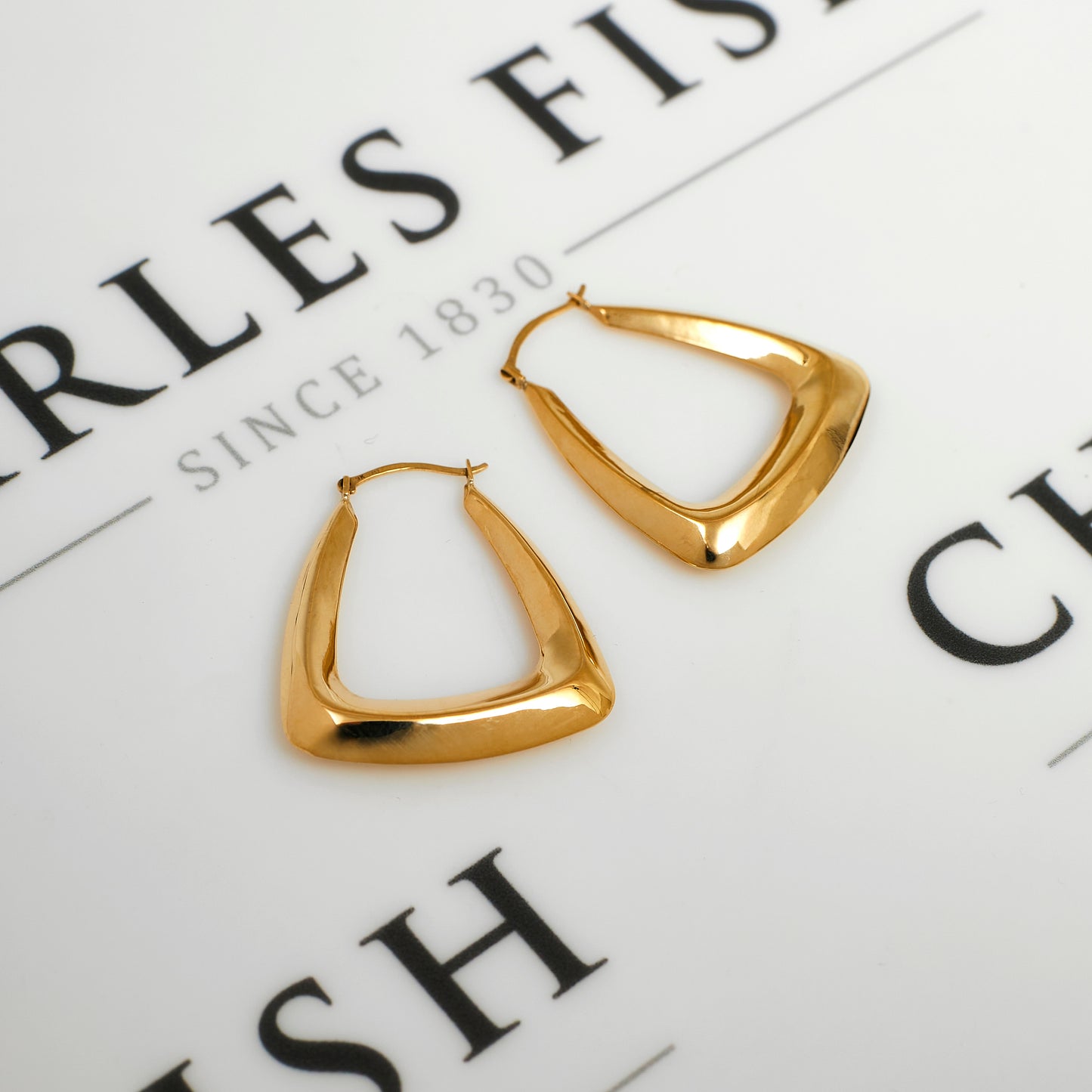 Pre-Owned 9ct Gold Triangle Creole Earrings