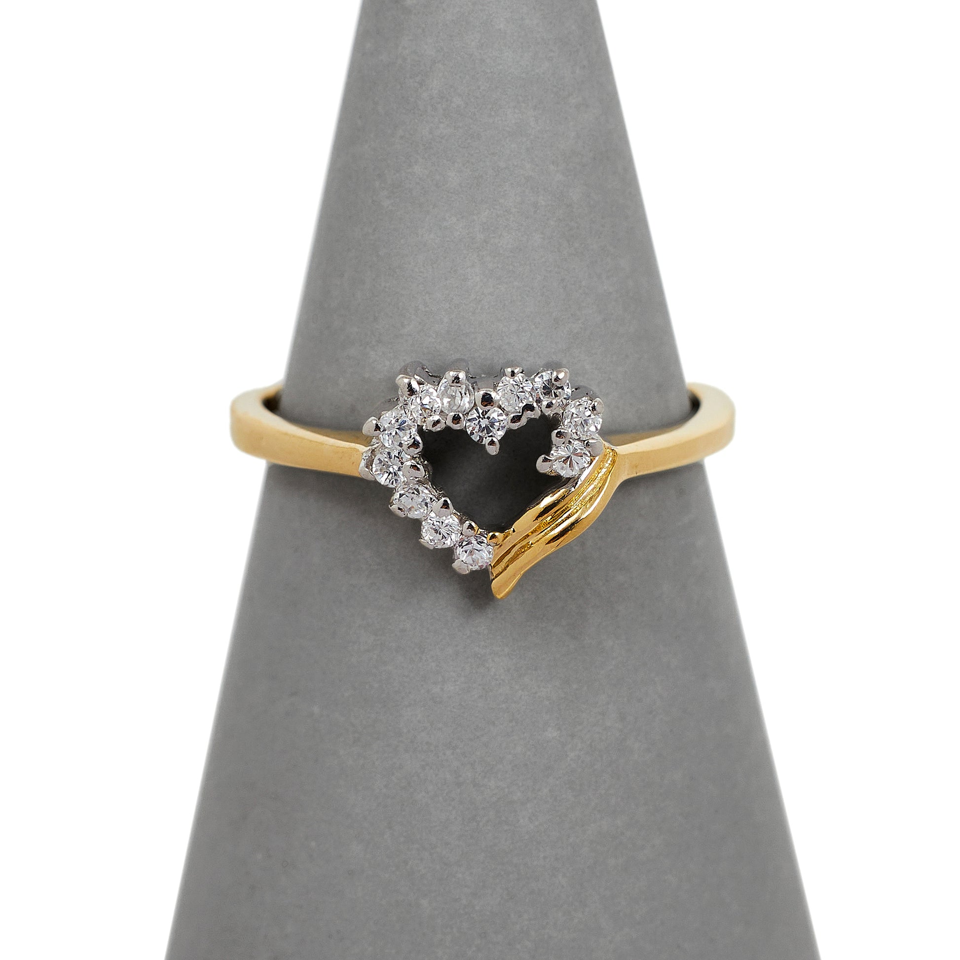 Pre-Owned 9ct Gold CZ Open Heart Ring