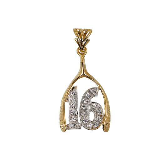 Pre-Owned 9ct Gold CZ Sweet 16 Pendant