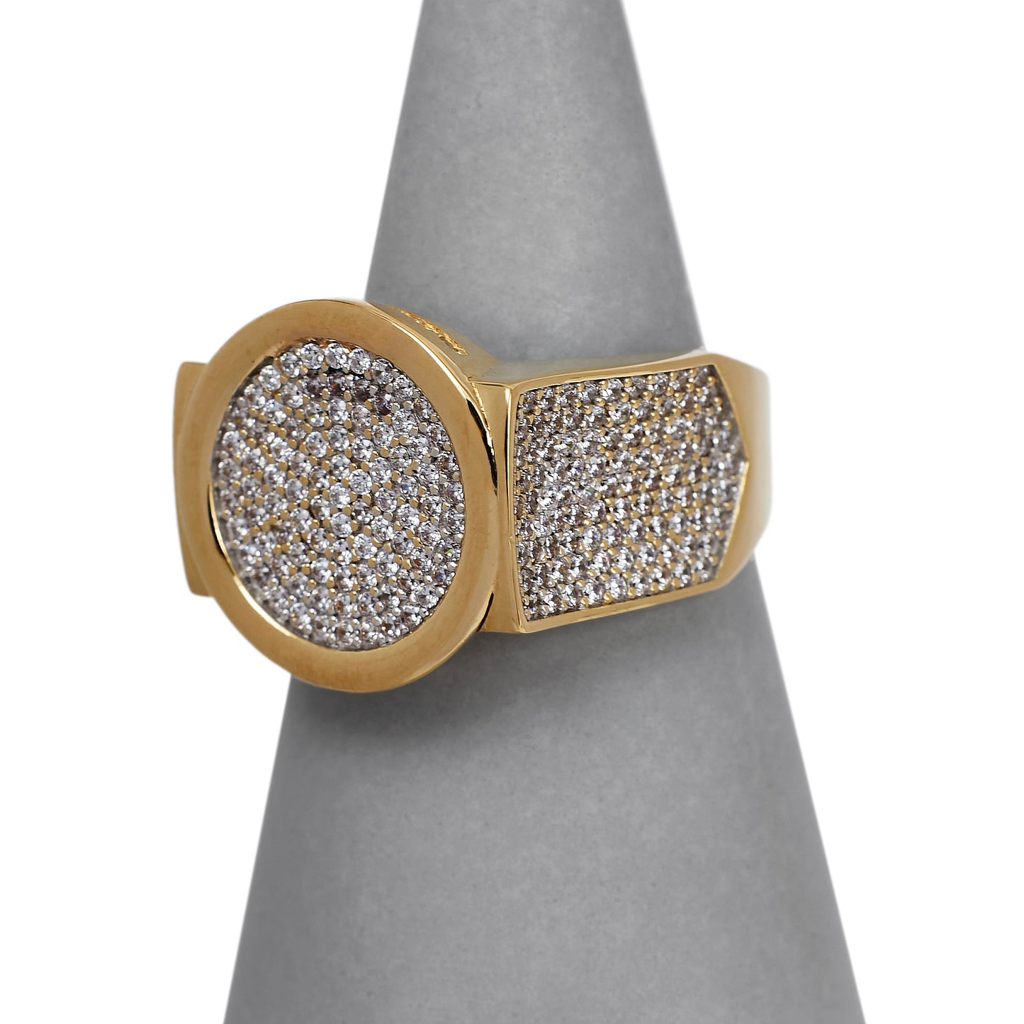 Pre-Owned 14 Ct Gold CZ Set Disc Ring