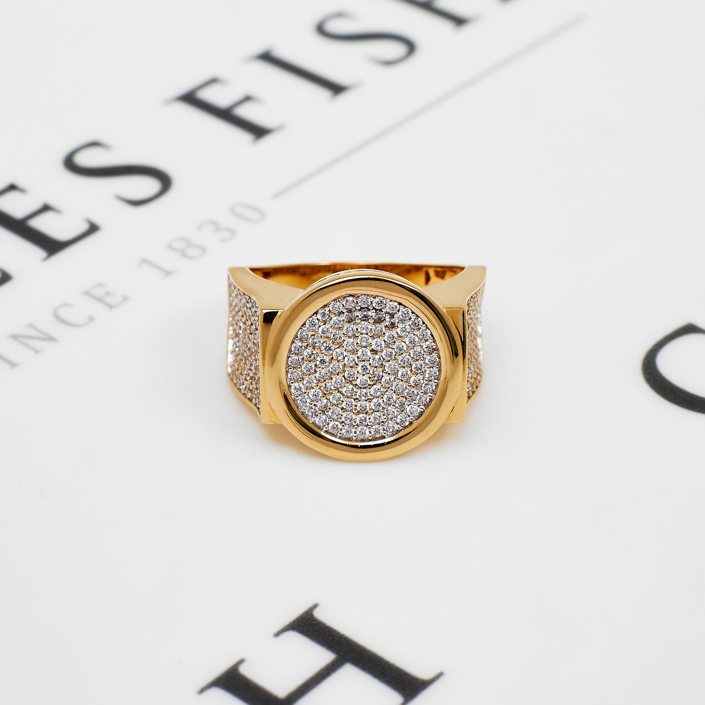 Pre-Owned 14 Ct Gold CZ Set Disc Ring