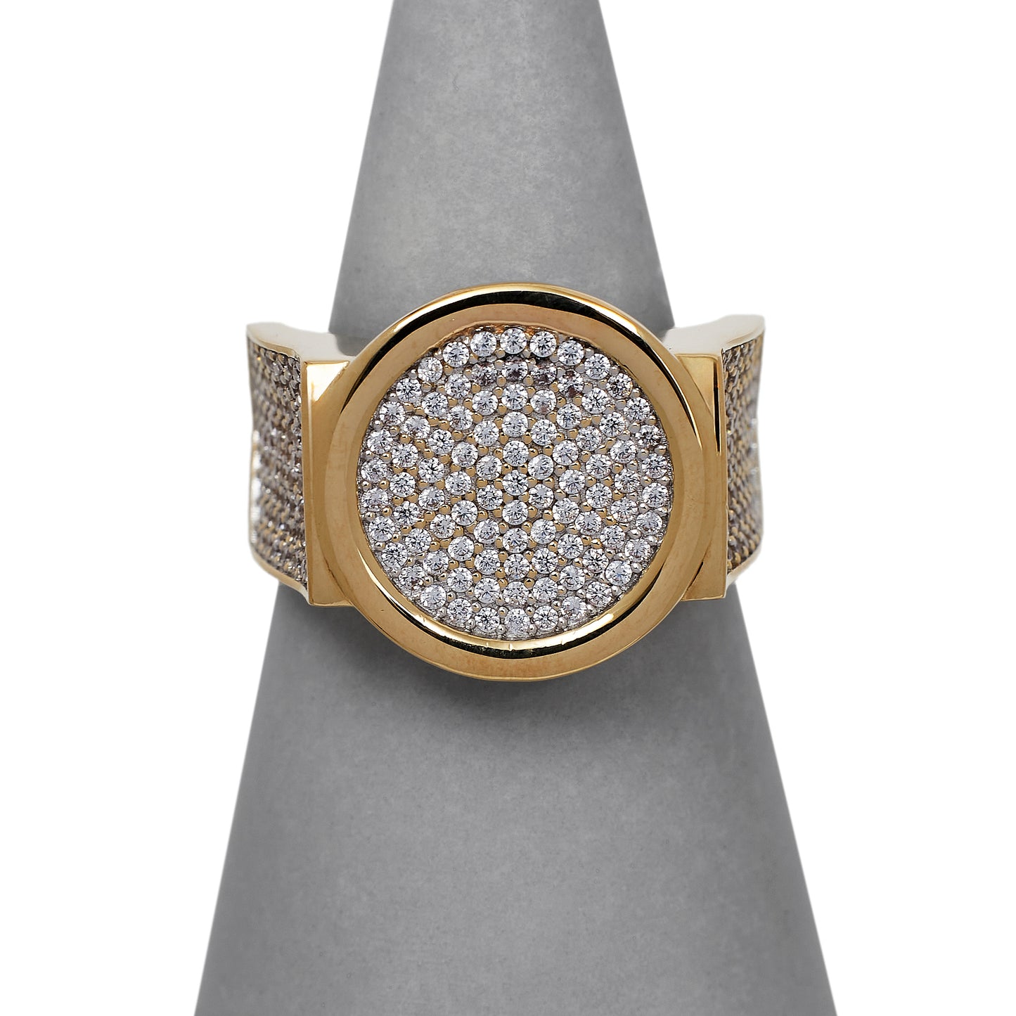 Pre-Owned 14 Ct Gold CZ Set Disc Ring