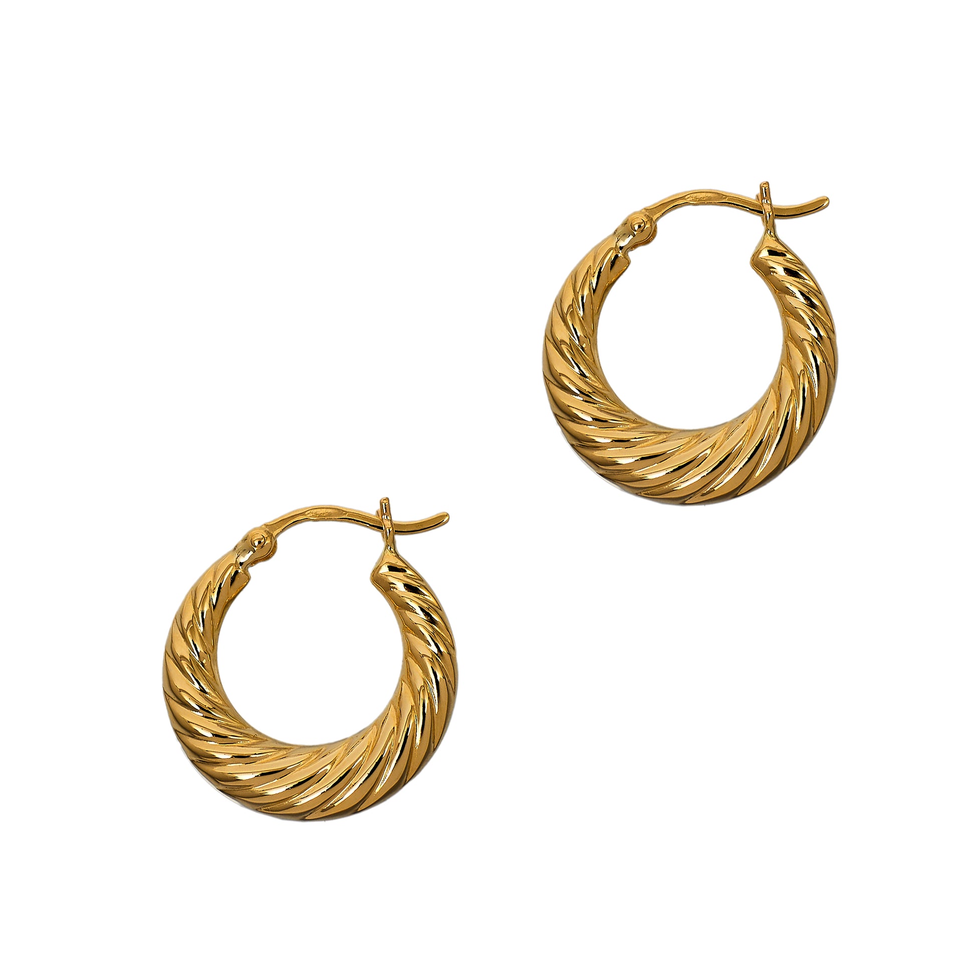 Pre-Owned 14ct Gold Twist Creole Earrings 20mm