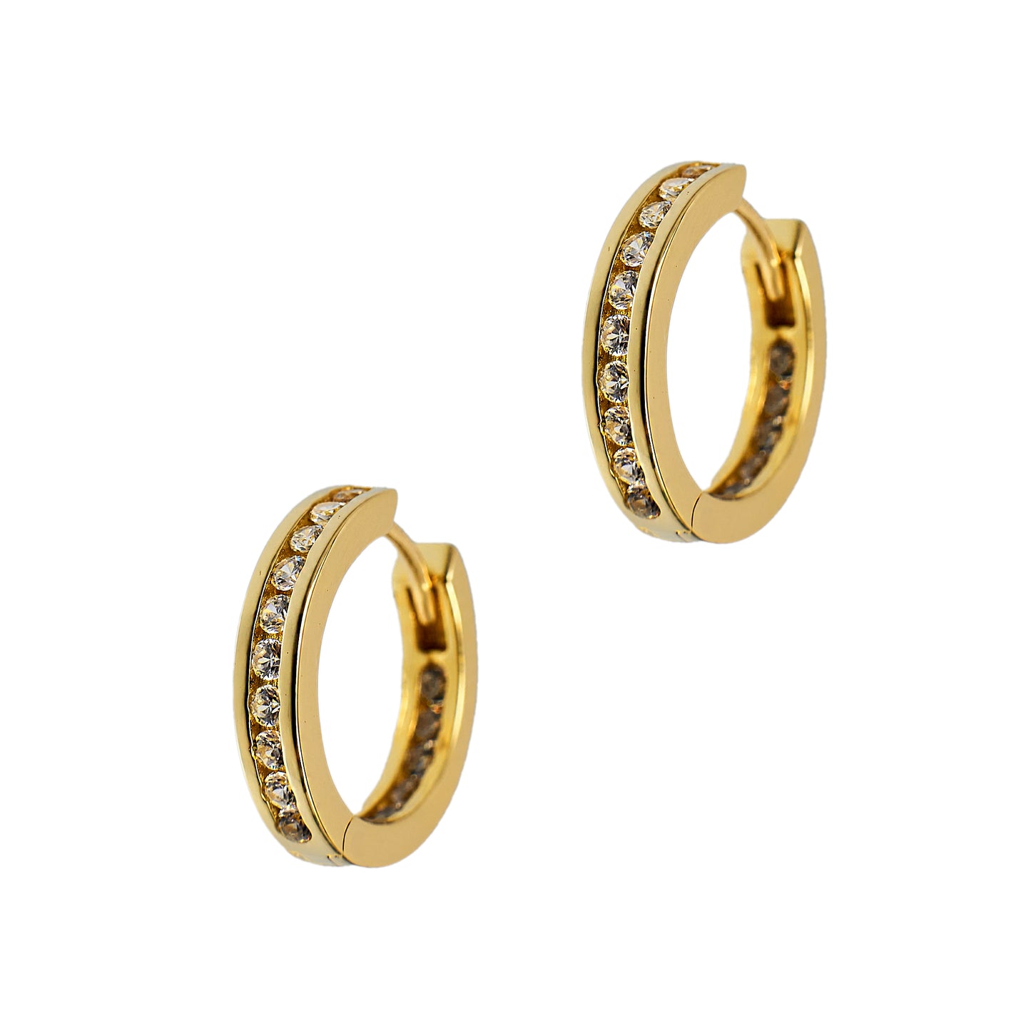 Pre-Owned 14ct Gold CZ Hoop Earrings 