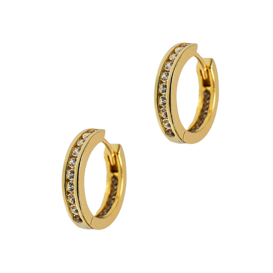 Pre-Owned 14ct Gold CZ Hoop Earrings 