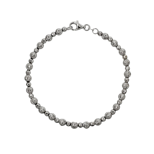 Pre-Owned 18ct White Gold Faceted Bead Bracelet 