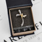 Pre-Owned 18ct Two Tone Gold Floral Diamond Cross Pendant