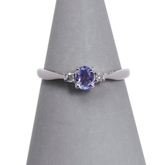 Pre-Owned 9ct White Gold Tanzanite & Diamond Ring 