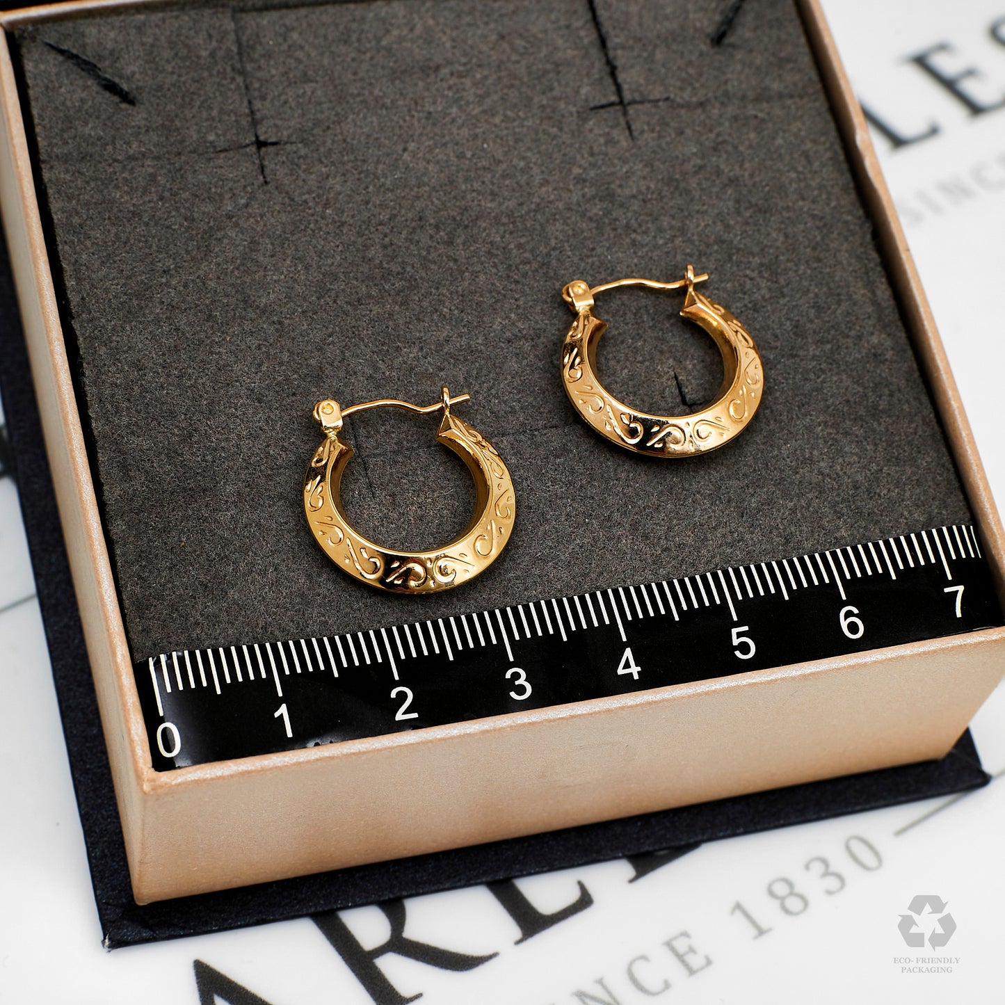 Pre-Owned 9ct Gold Swirl Design Creole Earrings