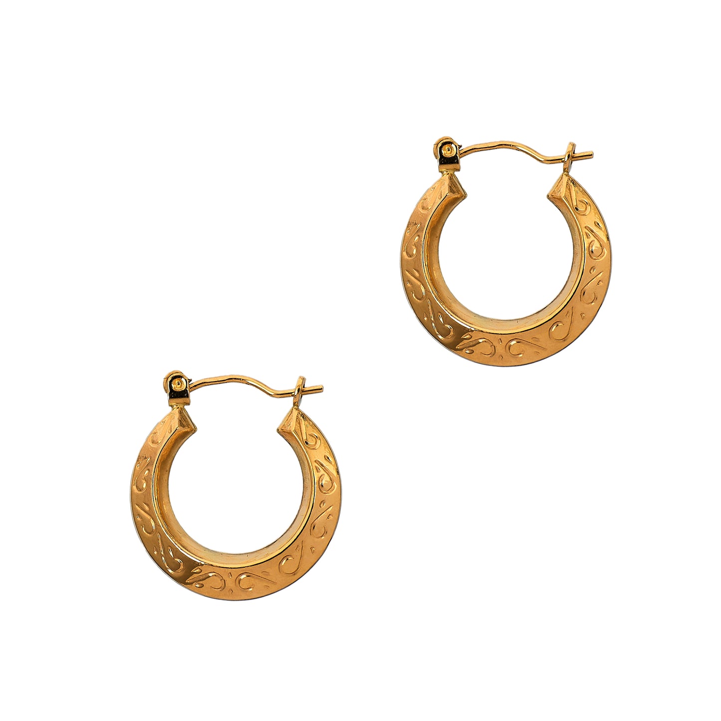 Pre-Owned 9ct Gold Swirl Design Creole Earrings