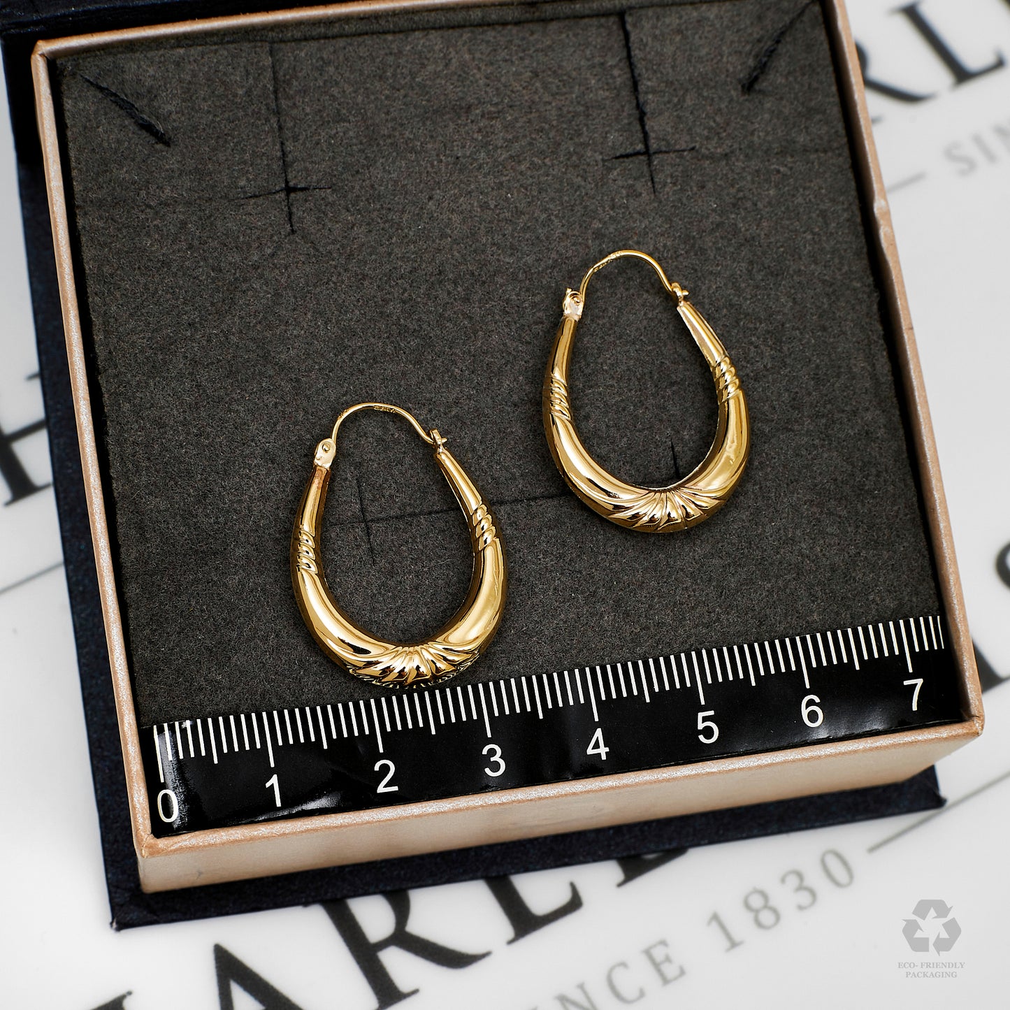 Pre-Owned 9ct Gold Patterned Horseshoe Creole Earrings