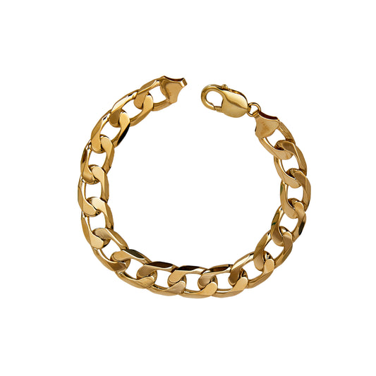 Pre-Owned 9ct Gold 11mm Curb Bracelet 8.5 inches