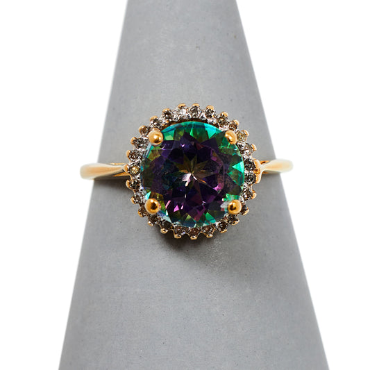 Pre-Owned 14ct Gold Coated Topaz & Diamond Ring