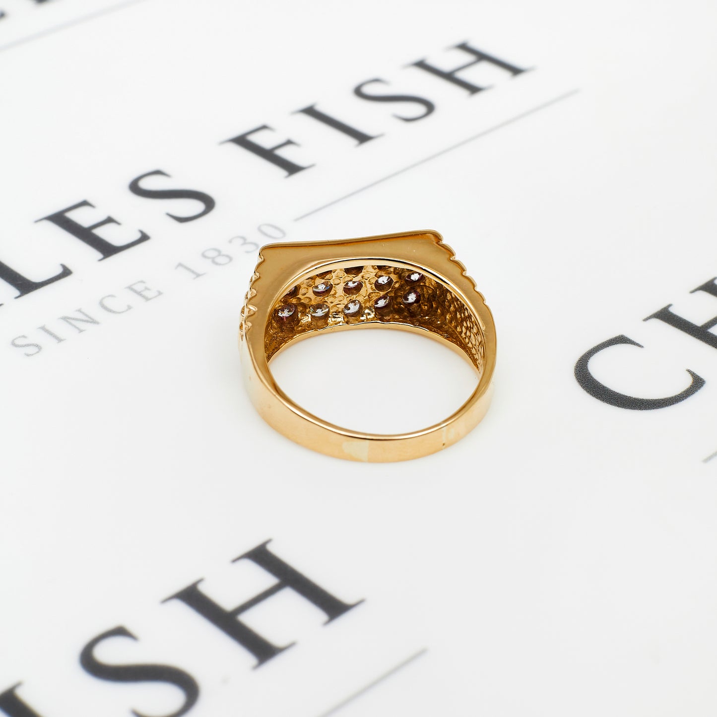 Pre-Owned Gold & CZ Watch Link Rectangle Signet Ring