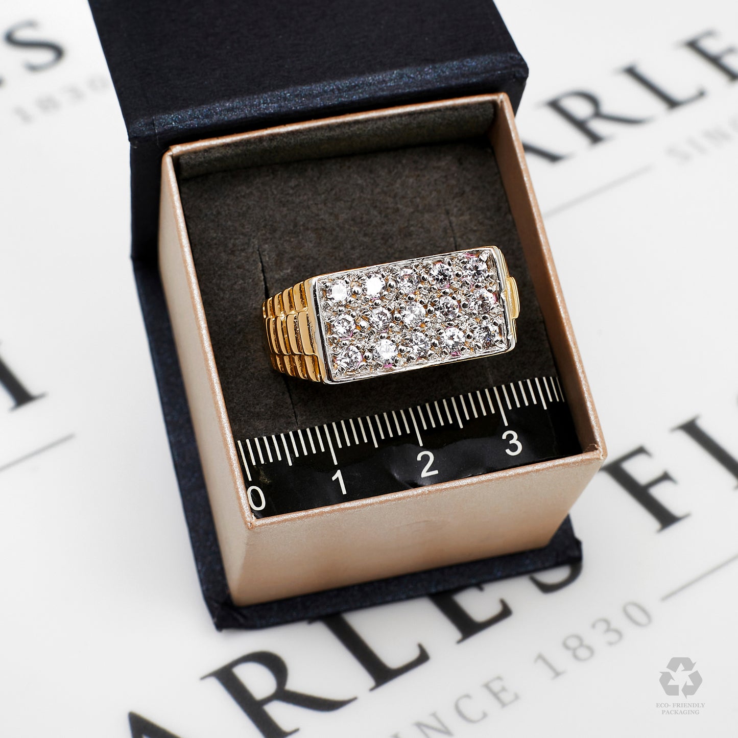 Pre-Owned Gold & CZ Watch Link Rectangle Signet Ring