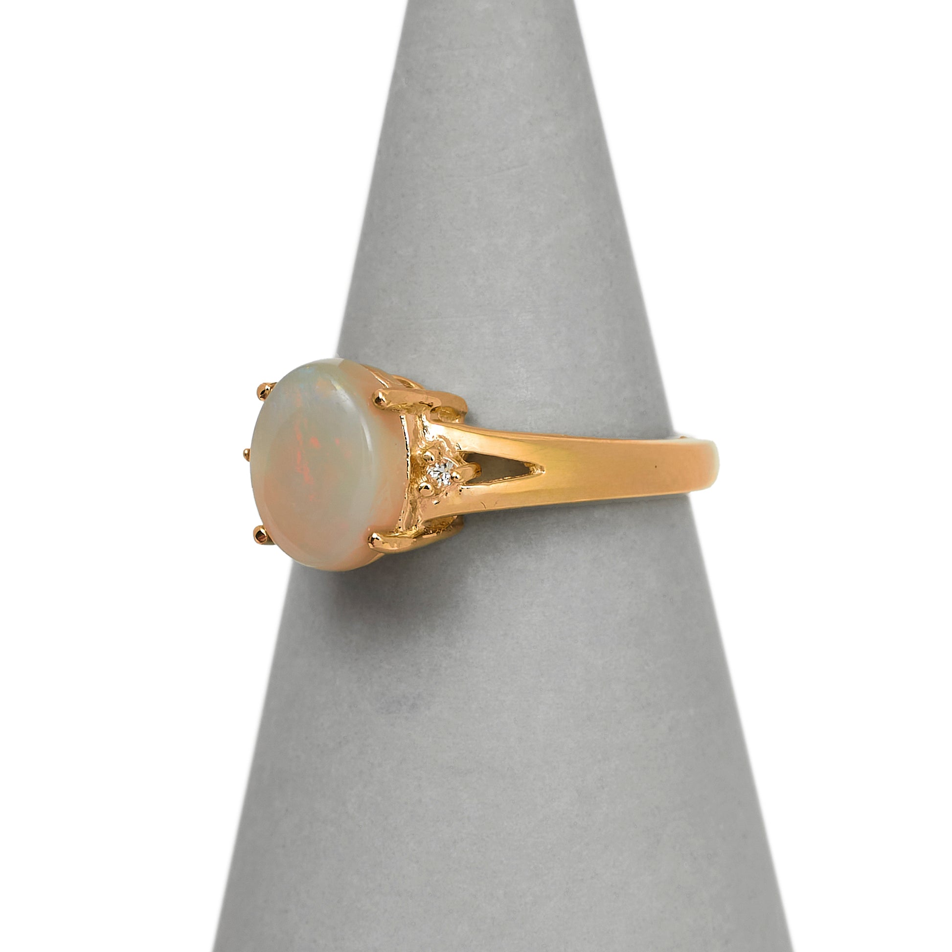 Pre-Owned 9ct Gold Opal & White Topaz Ring