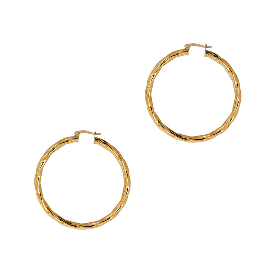 Pre-Owned 9ct Gold Twist Creole Large Hoop Earrings