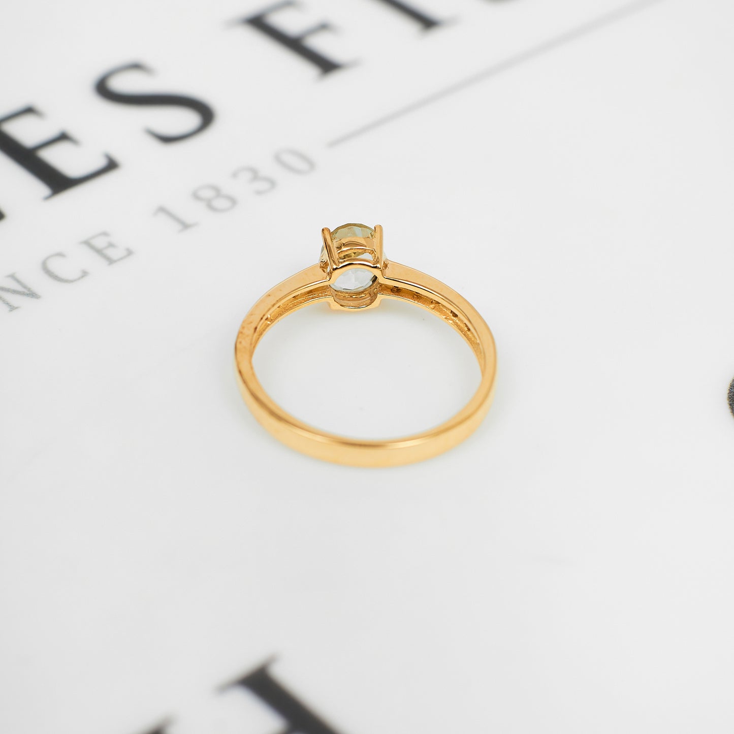 Pre-Owned 9ct Gold Oval Quartz & Diamond Ring