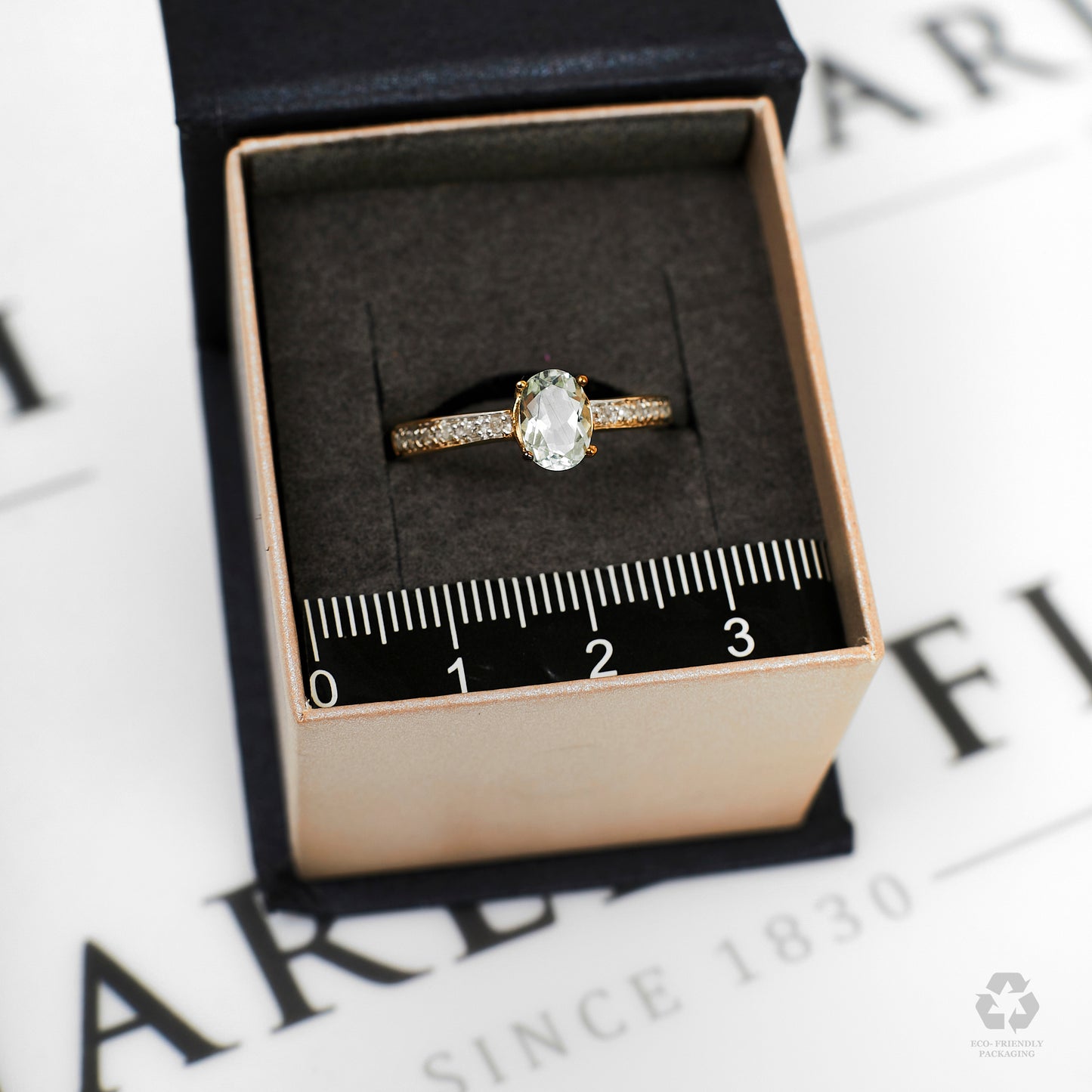 Pre-Owned 9ct Gold Oval Quartz & Diamond Ring