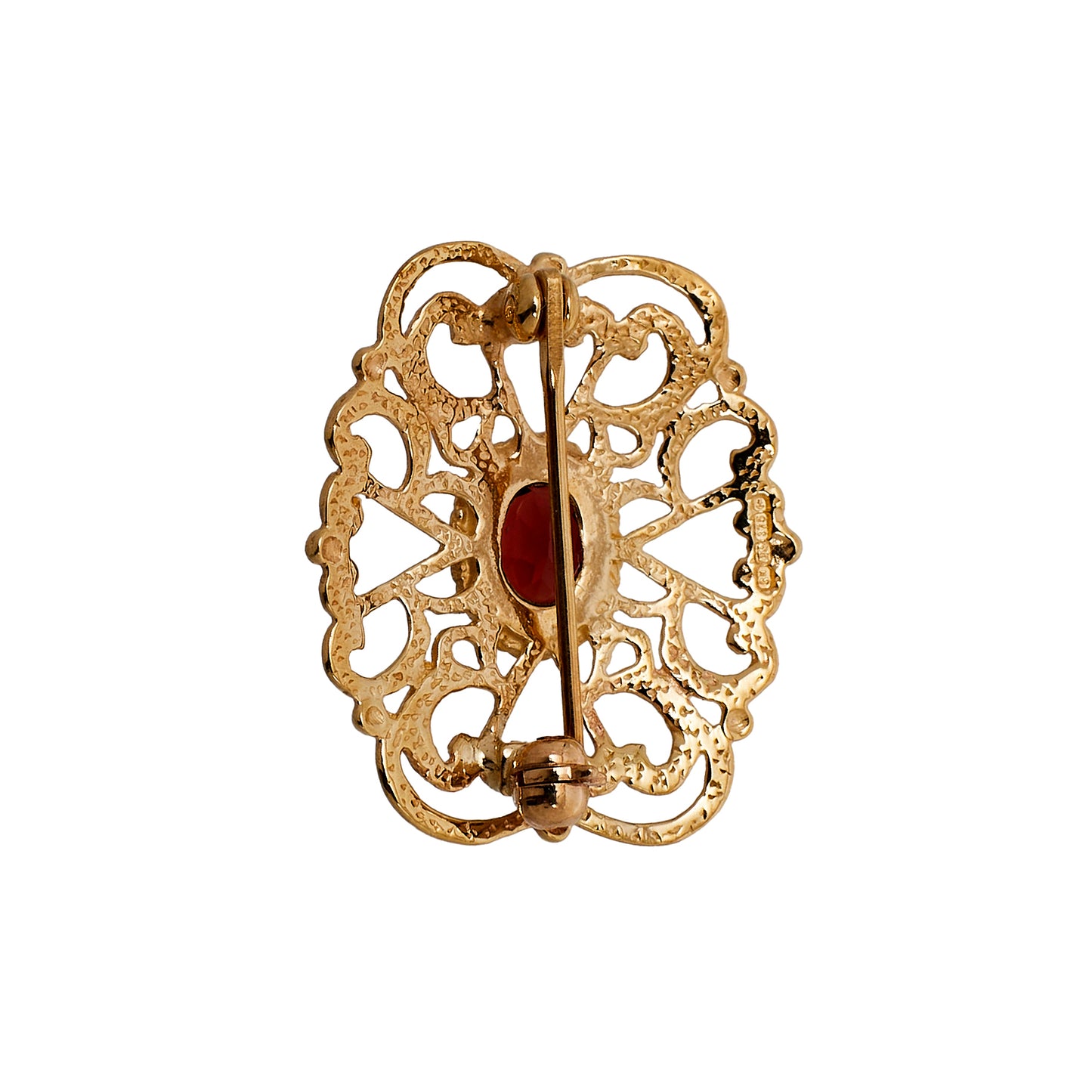 Pre-Owned 9ct Gold Garnet & Filigree Brooch