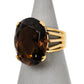 Pre-Owned 9ct Gold Large Oval Smokey Quartz Ring - Size M
