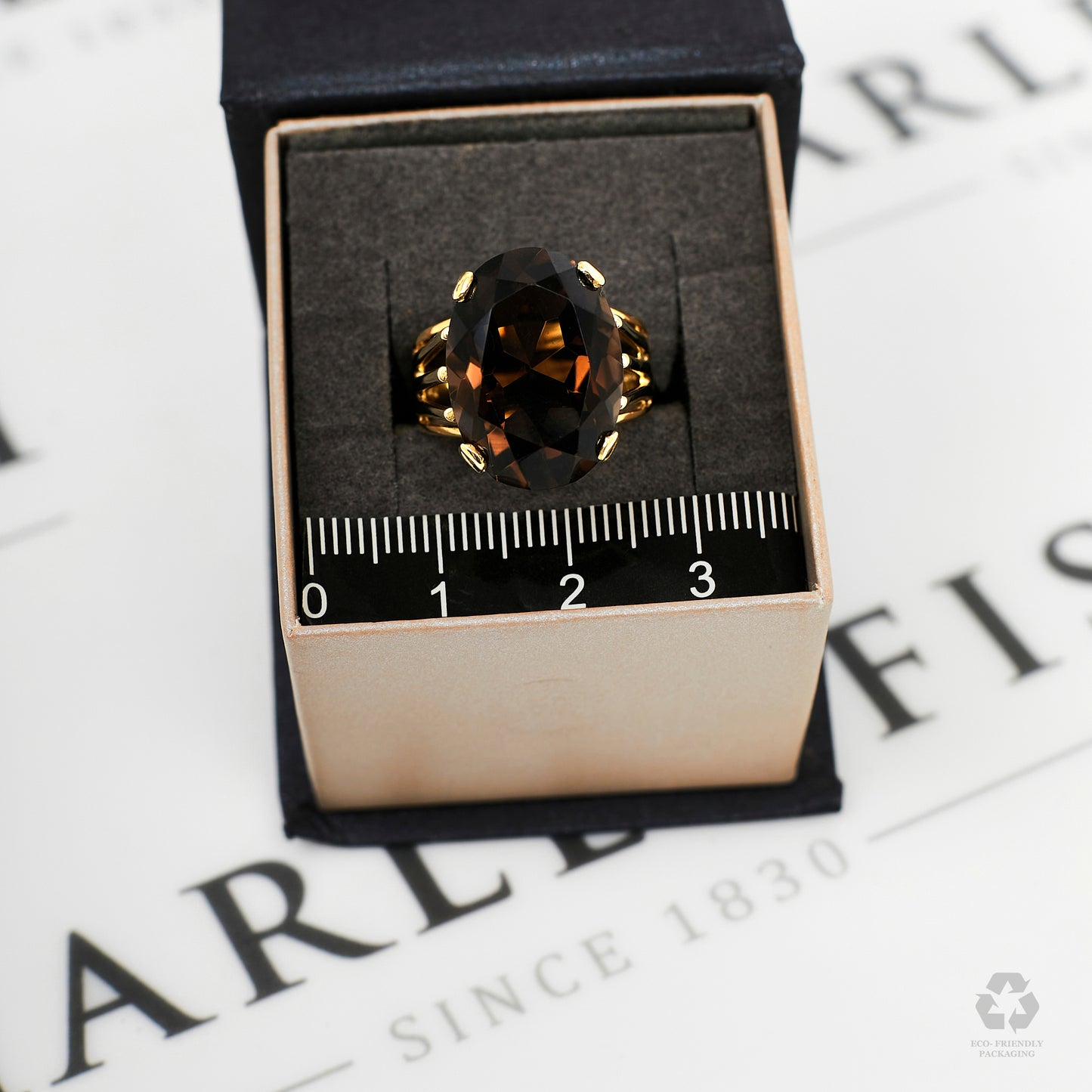 Pre-Owned 9ct Gold Large Oval Smokey Quartz Ring - Size M
