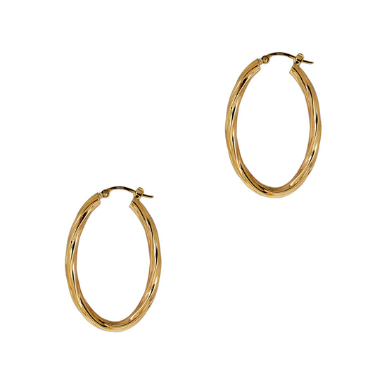 Pre-Owned 9ct Gold Oval Twist Creole Earrings