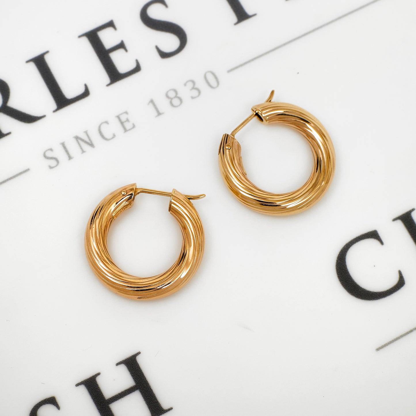 Pre-Owned 9ct Gold Twist Creole Chunky Hoop Earrings