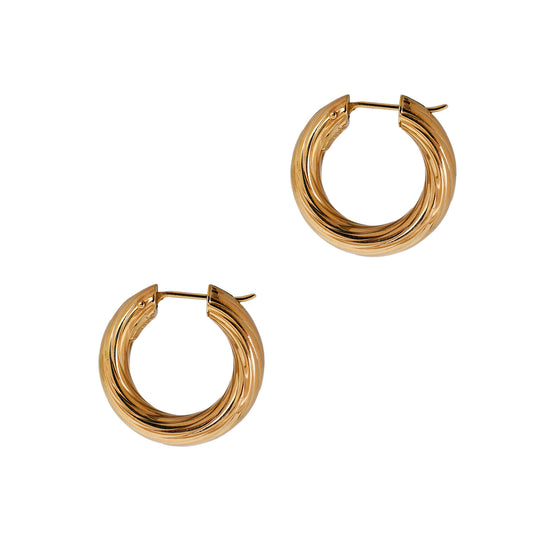 Pre-Owned 9ct Gold Twist Creole Chunky Hoop Earrings