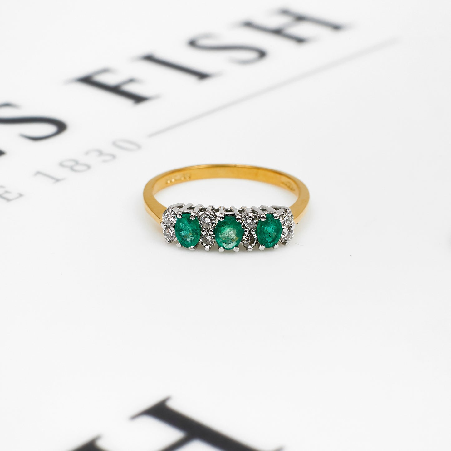 Pre-Owned 18ct Gold Emerald & Diamond Ring