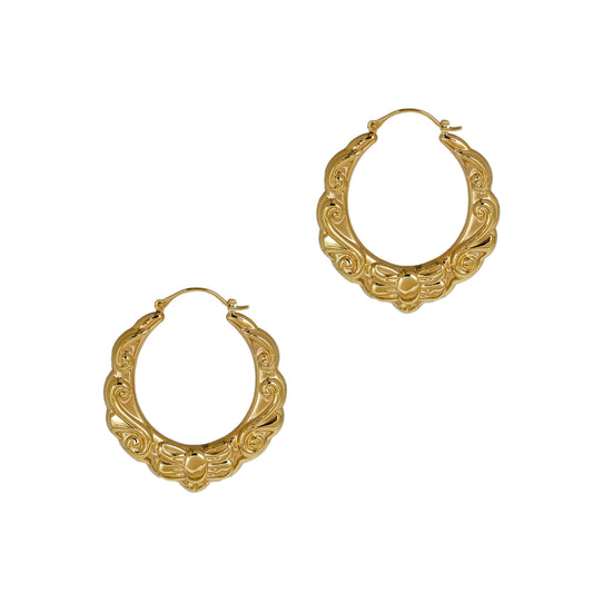 Pre-Owned 9ct Gold Bow Pattern Creole Earrings