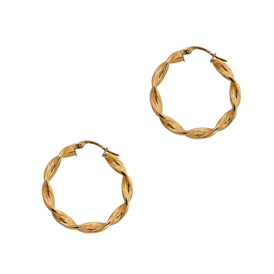 Pre-Owned 9ct Gold Hollow Twist Creole Hoop Earrings