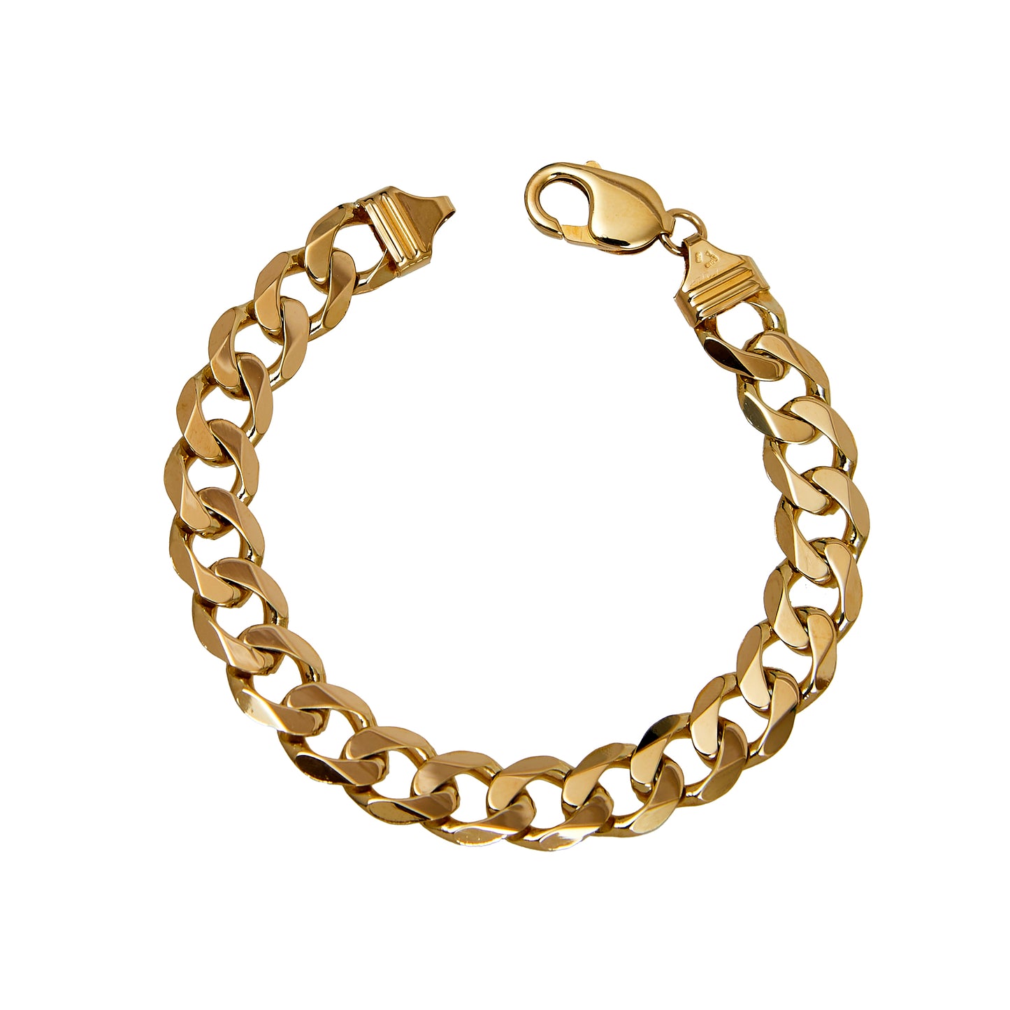 Pre-Owned 9ct Gold 10mm Curb Bracelet 8.5 inch