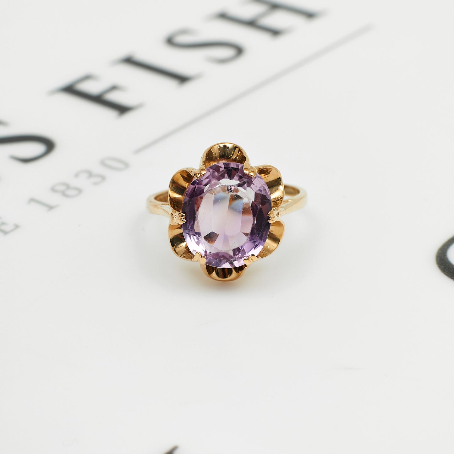 Pre-Owned 9ct Gold Large Amethyst Dress Ring