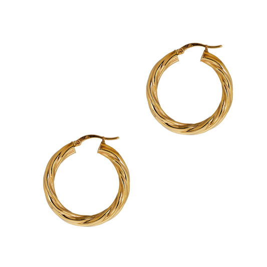 Pre-Owned 9ct Gold Twist Creole Hoop Earrings