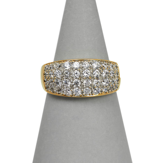 
Pre-Owned 9ct Gold CZ 60s Style Domed Ring
